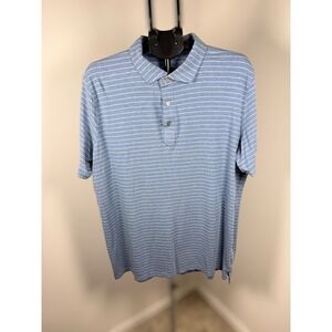 Tasc Performance Mens XXL Blue Striped Bamboo Cotton Polo Shirt Spring 2023